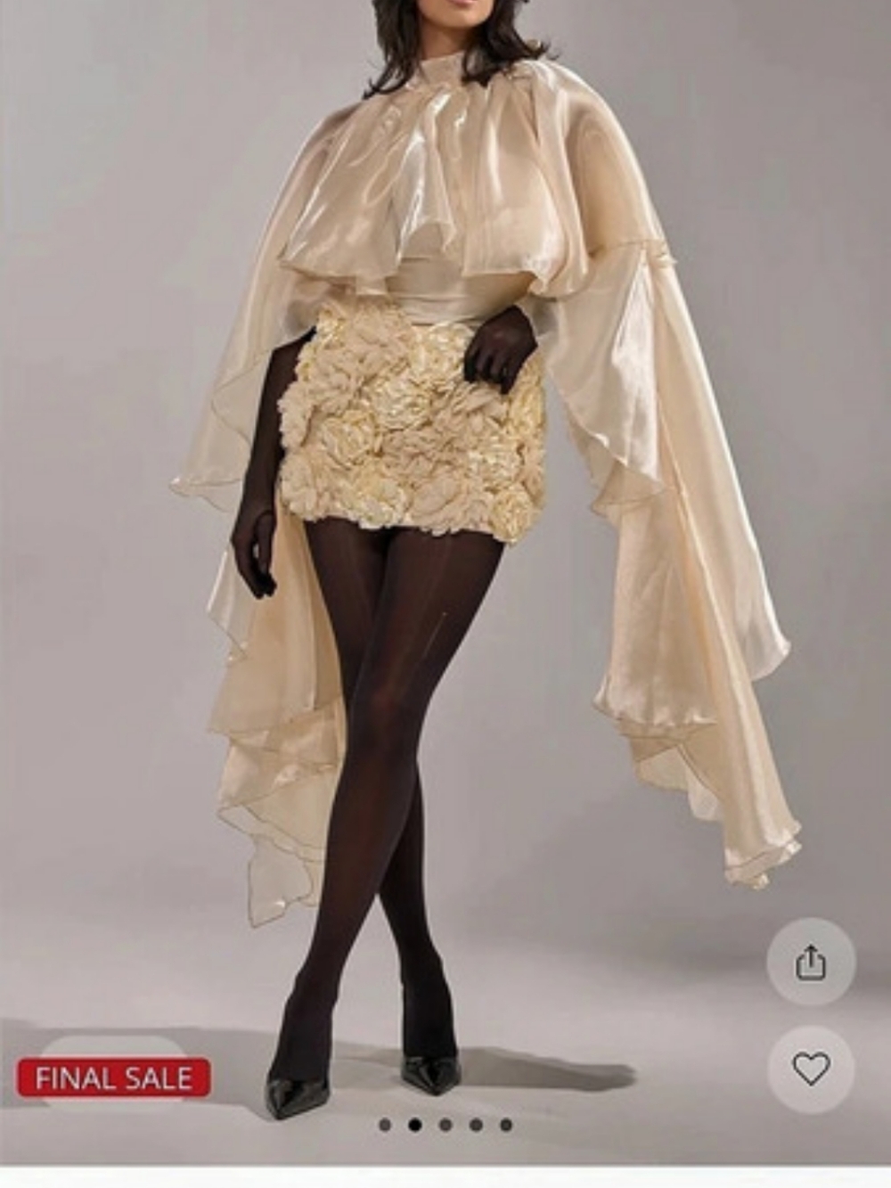 AKIRA Star of the Night Top Sheer Layered Cream